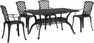 vidaXL 5 Piece Garden Dining Set Black Cast Aluminium vidaXL