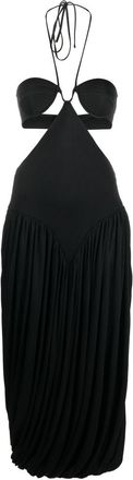 Stella McCartney triangle-bra halterneck midi dress - women - Viscose/Silk/Silk/Spandex/Elastane - 40 - Black