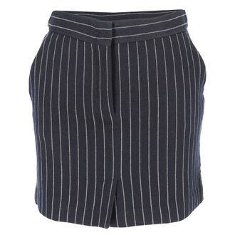 Max Mara Kirsch Pinstripe Mini Skirt in Navy Blue Cotton