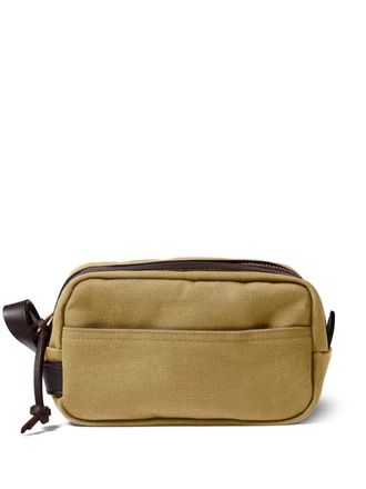 Filson Toilettas met leren afwerking en rits - Beige