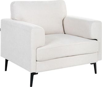 Beliani Sill&oacute;n Minimalista De Estilo Moderno De Mediados De Siglo De Tela Patas Met&aacute;licas Reposabrazos Rectos Beige Claro Lousto