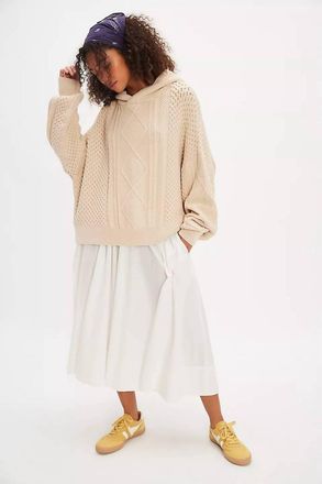 Free People Explorer Cable Hoodie In Macadamia