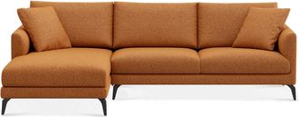 Castlery Lena Chaise Sectional Sofa Left Facing Customized, Performance Boucle, Rust, Matte Black Legs, Spill Resistant, Removable Covers for Sofas