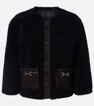 Gucci Giacca cropped in shearling Horsebit