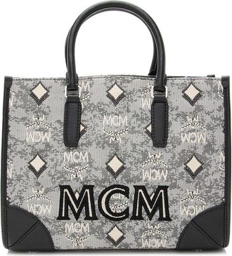 MCM Mcm Black Monogram Jacquard Small Tote (Authentic Pre-Loved)