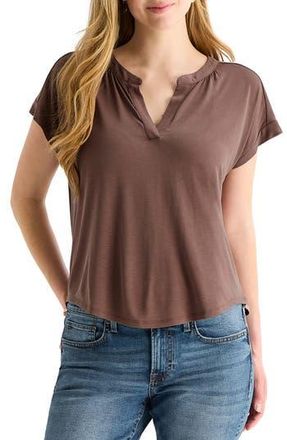 Lucky Brand Sandwash Notch Top in Chicory Coffee at Nordstrom Rack, Size X-Large