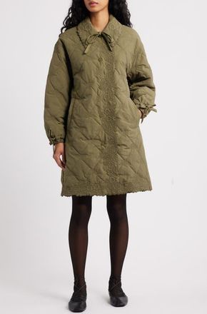 Damson Madder Avery Water Repellent Quilted Coat in Olive at Nordstrom, Size 16 Us