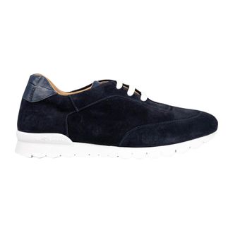 Kiton Sneakers, male, Blue, Size: 7 US Leather Suede Crocodile Sneakers