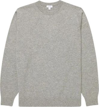 Sunspel Cashmere trui met ronde hals - Heren - Cashmere truien - Grijs - XL - Leer - Truien & Vesten