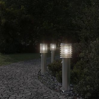 Berkfield Home Outdoor Floor Lamps with Sensors 3pcs Silver 60 cm Stainless Steel