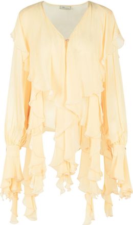 Blumarine Viscose Creponne Blouse With Sailor Collar And Cascading Ruffles