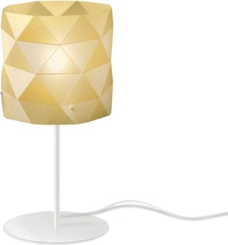Linea Zero Lampada Da Tavolo Moderna 1 Luce Prisma In Polilux Oro H36 Made In Italy