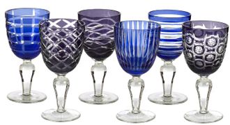 Pols Potten Design-Weinglas Set Cobalt (6 St&uuml;ck)