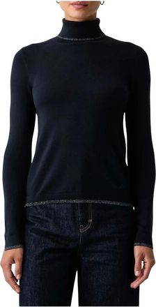 Liu Jo Jersey de cuello alto con detalles de Lurex - Knitwear - Mujer - Azul - XS