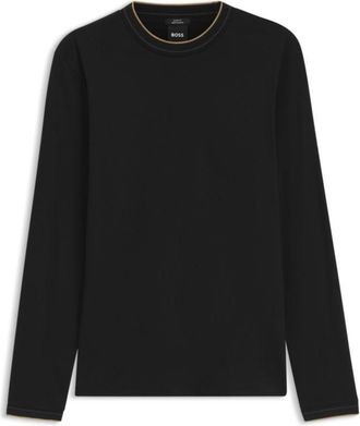 BOSS Long-sleeved T-shirt in mercerized cotton with contrast trim