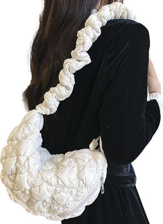 Generic Womens Small Handbag - Korean Style Cloud Pattern Pleated Shoulder Bag | Casual Underarm Bag For Autumn | Adjustable Strap For Shopping, Dating & Work