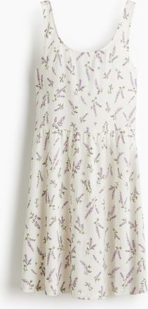 H&M Gecrinkeltes Jerseykleid - Weiss/Gebl&uuml;mt