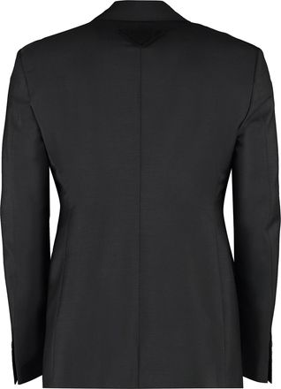Prada Mens Padded Shoulder Mohair And Wool Blazer Black Suit & Dinner Jackets