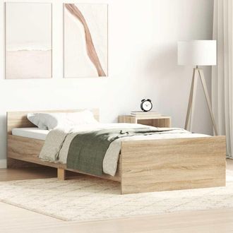 vidaXL Estructura De Cama Sin Colch&oacute;n Madera Roble Sonoma 75x190 Cm Vidaxl