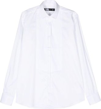 Karl Lagerfeld smocking-detail poplin shirt - men - Cotton/Elastane - 38 - White