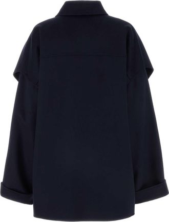 Bottega Veneta Womens Coat Navy Wool Cashmere