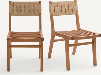 AM.PM Set van 2 tuinstoelen, massieve teak en vlechtwerk, LOUISE