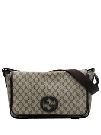 Gucci 2016-2025 GG Supreme Interlocking G crossbody bag - women - Fabric/Calf Leather - One Size - Brown