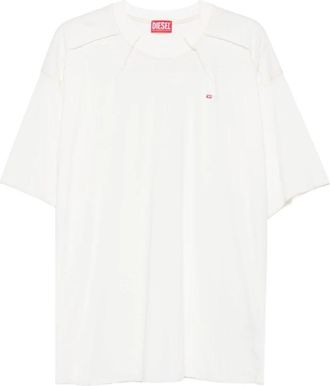 Diesel Witte Crew Neck Geborduurd T-shirt - Heren - T-shirts - Wit - S - Katoen - Tops