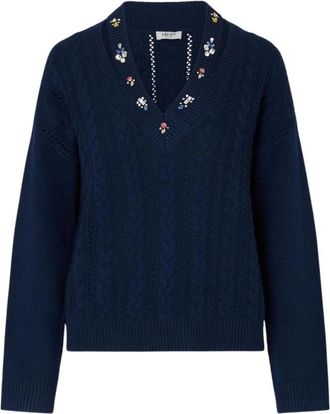 Liu Jo V-hals Gebreid - Dames - Truien - Blauw - Maat: XS