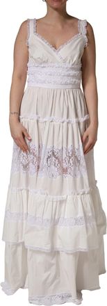 Dolce & Gabbana White Cotton Sleeveless Lace Maxi Womens Dress (Pre-Owned)