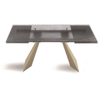 Capodarte Capodarte - Tavolo allungabile 240 cm waters base in metallo Beige e piano in vetro Fume