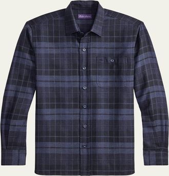 Ralph Lauren Purple Label Mens Plaid Cotton Twill Shirt