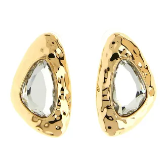 Self Portrait Accessoires, Dames, Geel, ONE Size, Gehamerde Kristallen Oorbellen