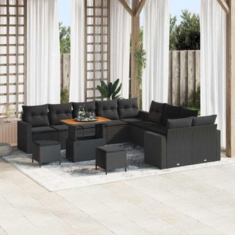 vidaXL Conjunto De Sof&aacute; De Jard&iacute;n 13 Pcs Negro Rat&aacute;n Sint&eacute;tico Vidaxl