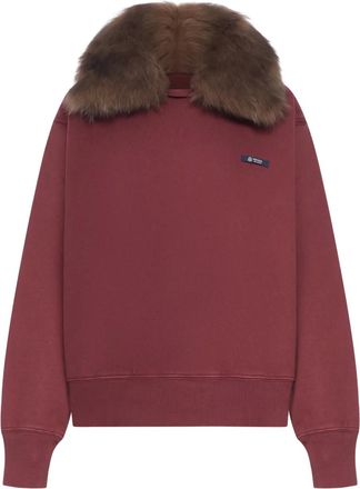 Prada Felpa con collo in pelliccia - Rosso