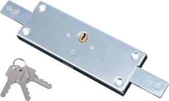 OEM Cerradura De Cilindro Horizontal De Superficie Para Persianas Met&aacute;licas, 2 Puntos De Cierre Laterales, 156 X 56 Mm, Cincada, 3 Llaves
