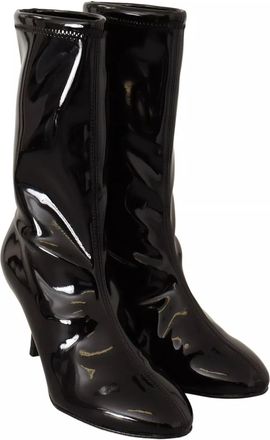 Stuart Weitzman Black Patent Leather High Heels Boots Womens Shoes (Pre-Owned)