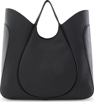 Behno Katrina Wave Pebbled Leather Tote in Black at Nordstrom