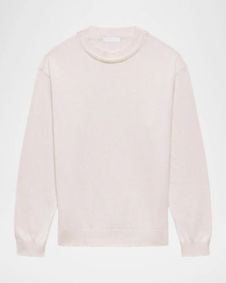 Helmut Lang Men & apos;s Cotton Lettuce-Trim Crewneck Sweater