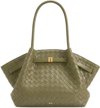 JW PEI Medium Hana Woven Faux Leather Tote in Olive Green at Nordstrom