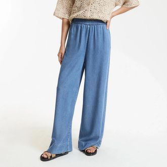 La Redoute Collections Soepele jeans met wijde pijpen en hoge taille met elastiek