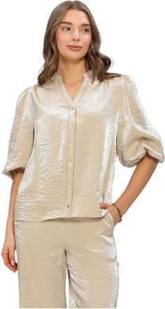 Nukus Nukus, Overhemden, Dames, Beige, S, Polyester, Rosie Blouse Shiny