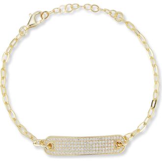 Sphera Milano 14k Gold Plate Pav&eacute; ID Bar Bracelet at Nordstrom Rack