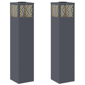 vidaXL Luz De Camino Led Solar 2 Pcs Antracita Acero Laminado En Fr&iacute;o Vidaxl