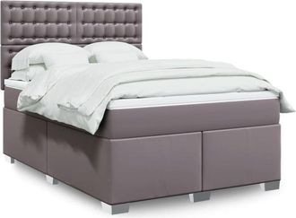 vidaXL Vidaxl - Cama Box Spring Con Colch&oacute;n Cuero Sint&eacute;tico Gris 140x200 Cm