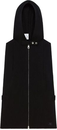 Courr&egrave;ges Gilet con cappuccio e zip - Nero