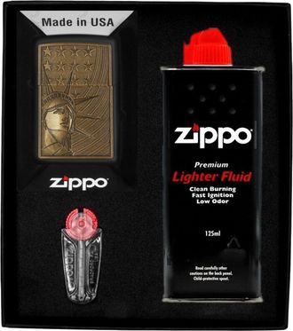 OEM Juego De Regalo De Encendedores Zippo Liberty & Flag N.&deg; 1