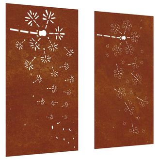 vidaXL Adorno Pared Jard&iacute;n 2 Uds Acero Corten Dise&ntilde;o Flores 105x55 Cm Vidaxl
