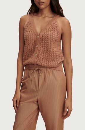 Varley Alessia Open Stitch Cotton Sweater Tank in Camel at Nordstrom, Size X-Large