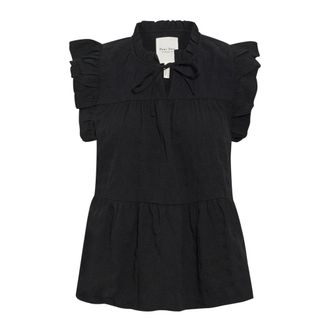 Part Two Blusa Negra con Mangas de Volantes - Blouses & Shirts - Mujer - Negro - M